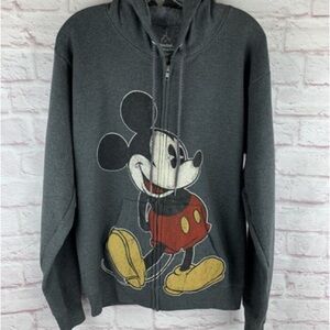 Disney Men's Gray Zip-Up Sweater with Iconic Character